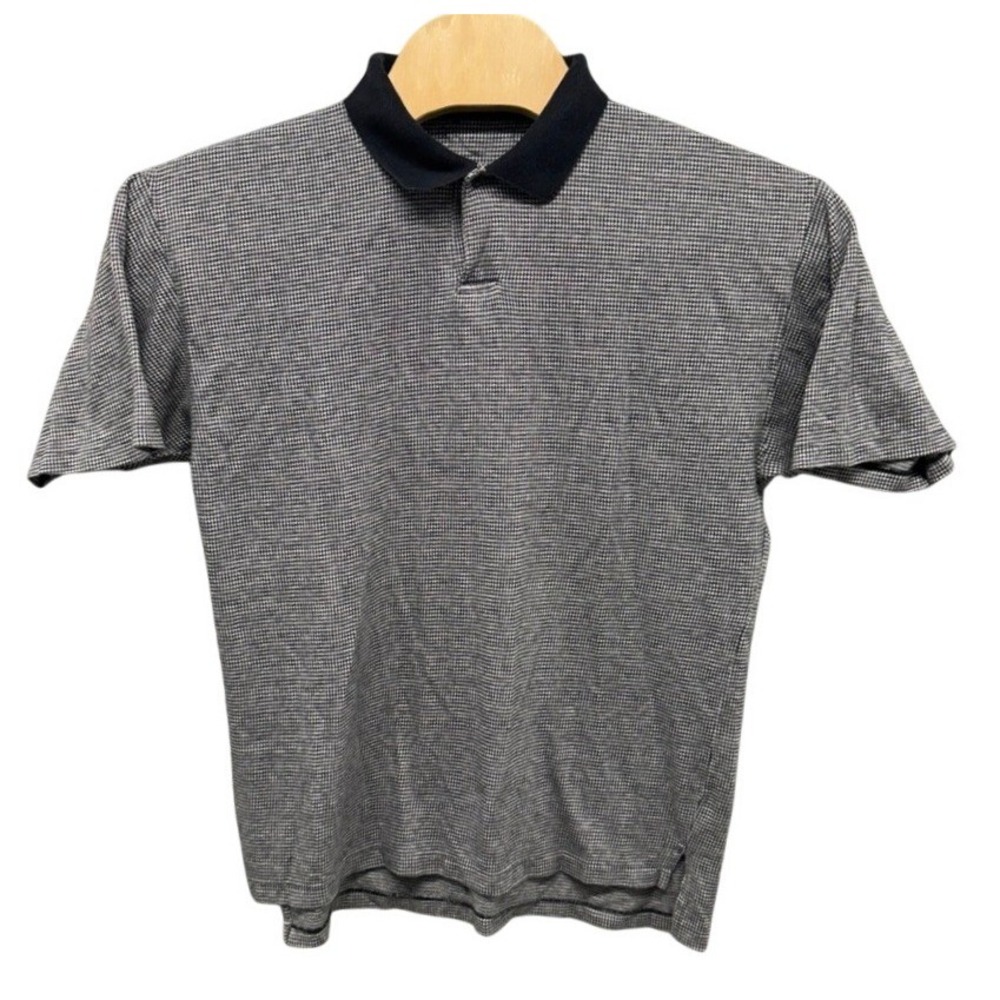 Metropolitan View Mens Medium Black White Houndstooth Cotton Polo Shirt Peru
